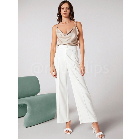 Beige Glamorous Cowl Neck Spaghetti Straps Camisole Top Cami, Draped - Picture 4 of 10